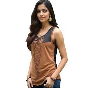 Gimmicks by BKE NWT Rust Brown Lace Accent Tank Top Size Medium